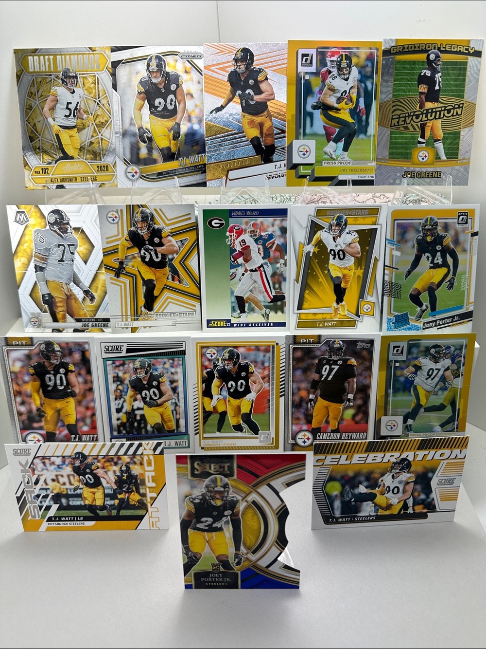 TJ Watt Steelers lot of 18 +Heyward/Freiermuth/Joe Greene/Hines Ward/Porter Jr